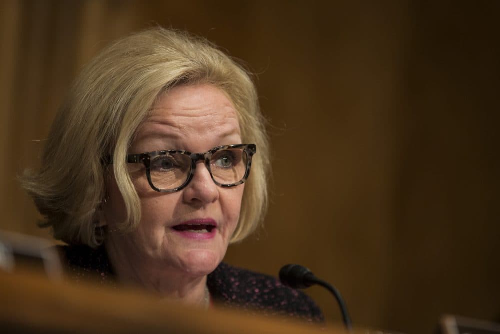 Sen. Claire McCaskill (D-MO) during a Senate Homeland Security Committee hearing in April. (Zach Gibson/Getty Images)