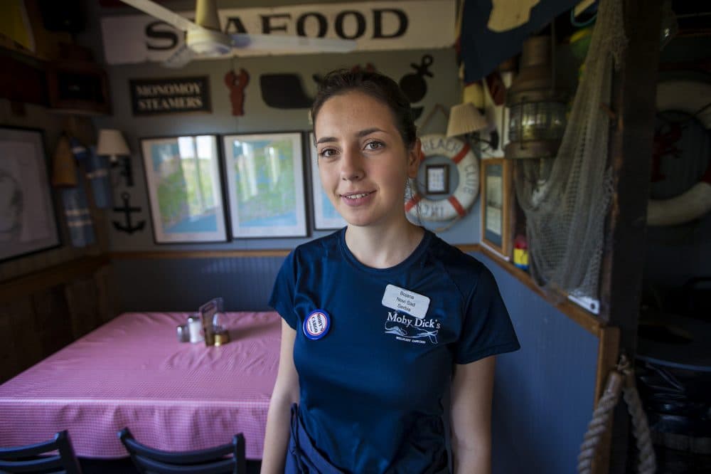 Bojana Savanovic, of Serbia, is working at Moby Dick's this summer on a J-1 visa. (Jesse Costa/WBUR)
