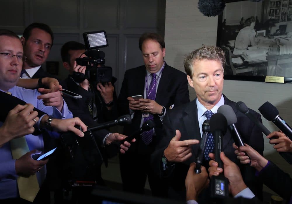 Sen. Rand Paul (R-Ky.) speaks to the media about the Senate Republican health care bill proposal, on June 22, 2017 in Washington, D.C. (Mark Wilson/Getty Images)