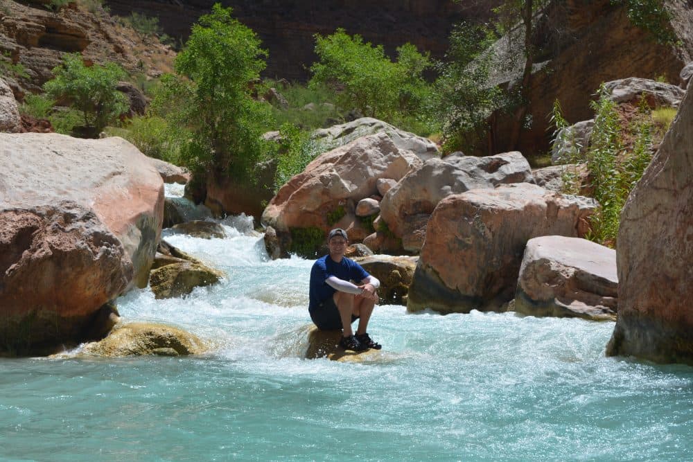 Meyer in the Havasu Creek, on a side hike while rafting on the Colorado River. (Courtesy Mikah Meyer)