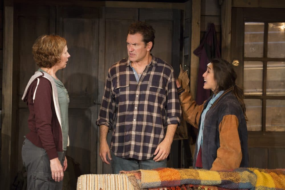 Kathleen McNenny, Stevie Ray Dallimore and Sasha Diamond in &quot;The Birds&quot; at Barrington Stage Company. (Courtesy of Scott Barrow/Barrington Stage)