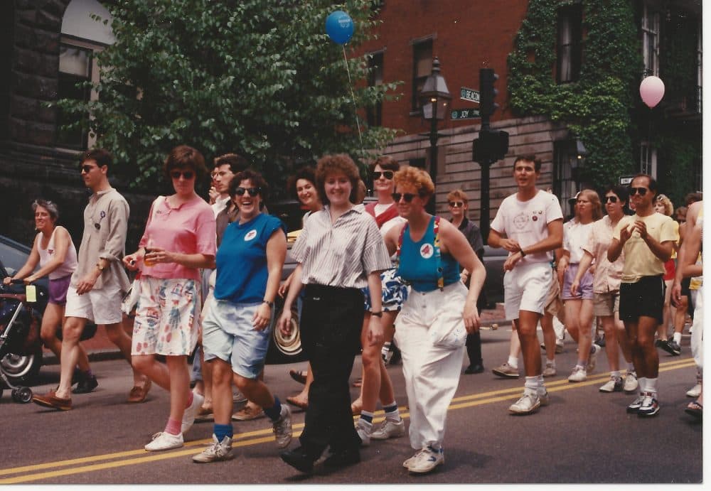 The author (third from left) at Boston's 1988 gay pride parade. (Courtesy of Mary Cronin)