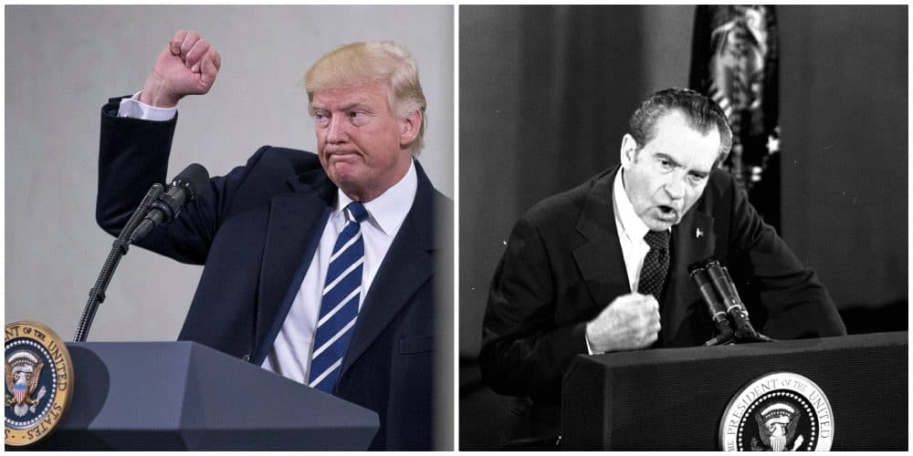 Recent Trump comparisons to Nixon obscure the fact that Nixon left a remarkably progressive domestic record, writes Thomas J. Whalen. (Both photos AP)

