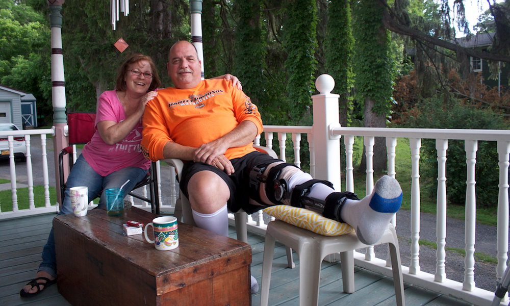 Barb and Louis Emerson at their home in Gorham, NY. (Bret Jaspers/WSKG News)