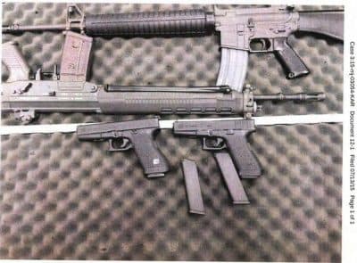 Guns that prosecutors say Alex Ciccolo received from a cooperating witness. (Courtesy U.S. attorney's office)