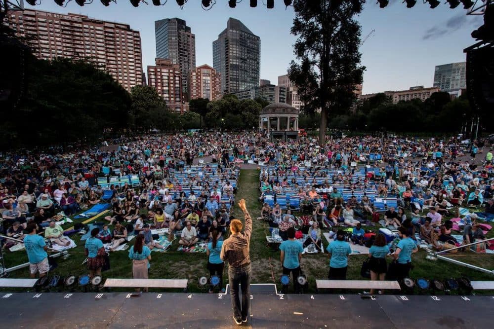 The stage on the Boston Common. (Courtesy Commonwealth Shakespeare Company)