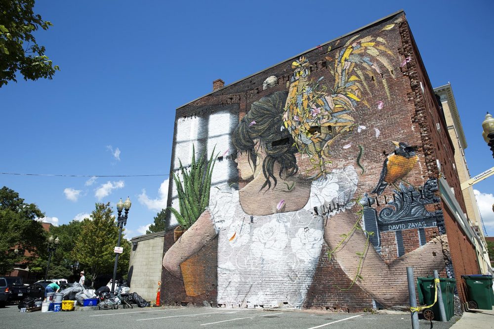 David Zayas mural on Spring Street in Lynn. (Robin Lubbock/WBUR)