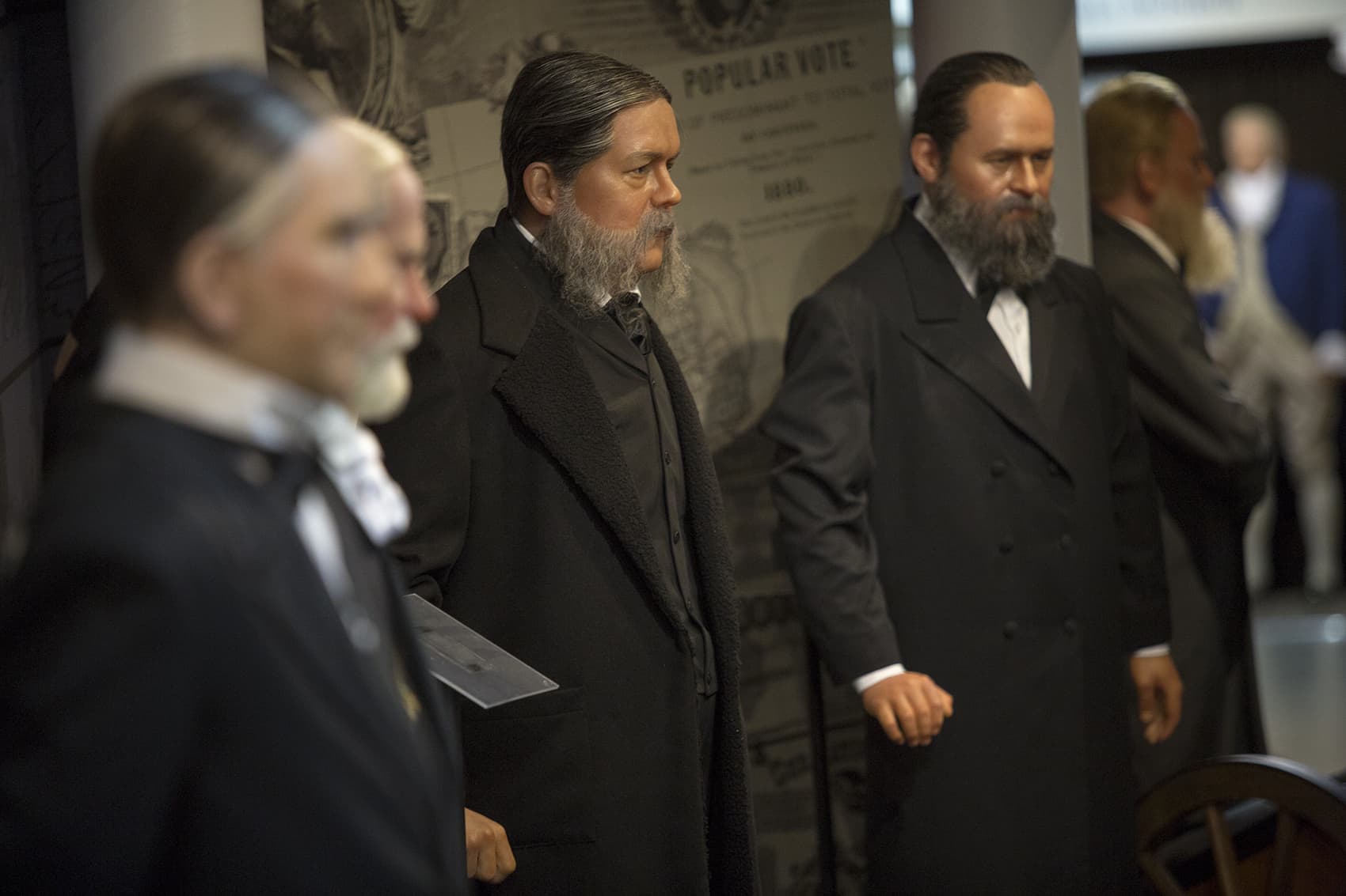 Quick: Which wax president is Chester A. Arthur and which is James Garfield? Hint: Arthur's whiskers are trendier. (Jesse Costa/WBUR)