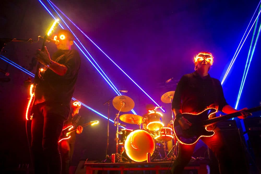 The Lights Out playing at Brooklyn Boulders in Somerville over the weekend. (Courtesy Simone Schiess)