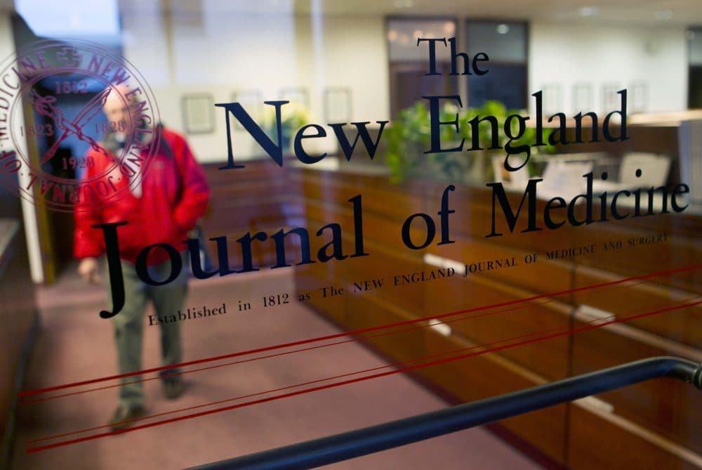 This 2011 photo shows the entrance to the Boston editorial offices of the New England Journal of Medicine -- previously the Boston Medical and Surgical Journal. (Michael Dwyer/AP)