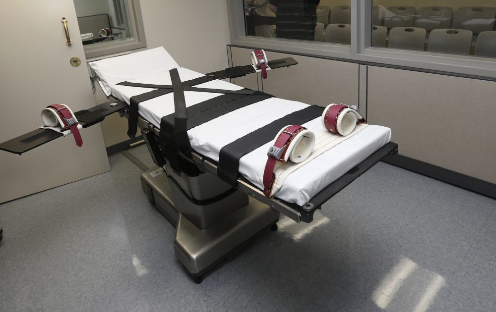 This Oct. 9, 2014, file photo shows the gurney in the the execution chamber at the Oklahoma State Penitentiary in McAlester, Okla. (Sue Ogrocki/AP)