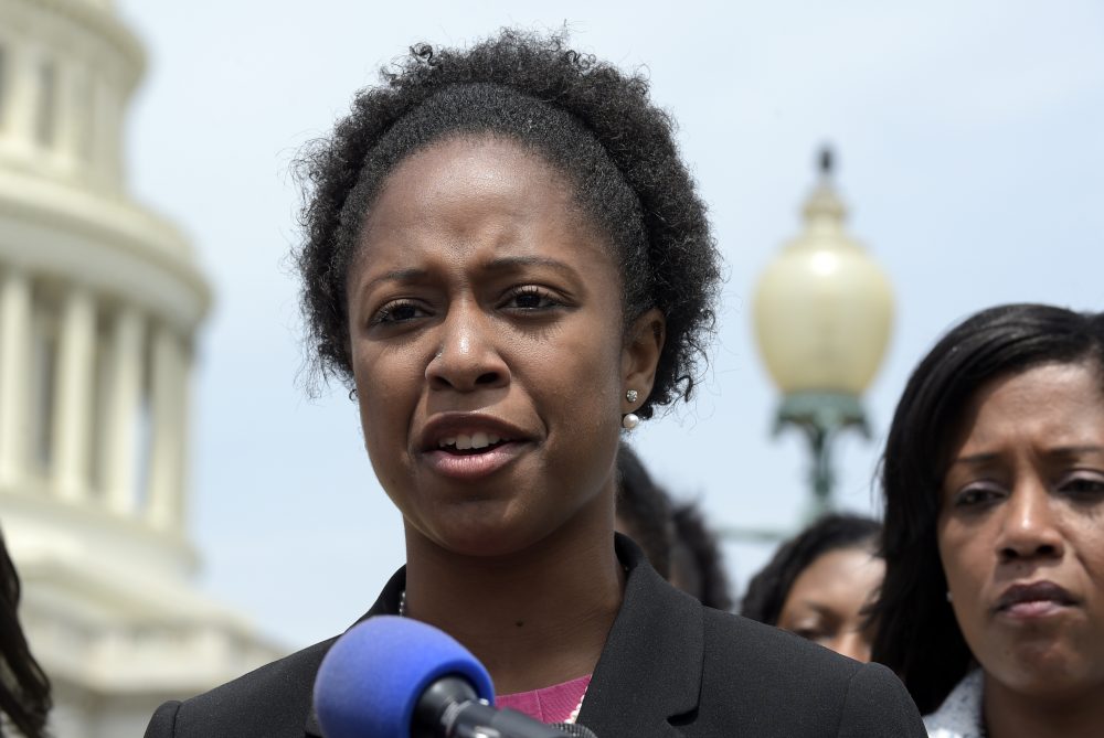 American University student government president Taylor Dumpson speaks during a news conference on Capitol Hill in Washington, Thursday, May 4, 2017. Several bananas hanging from nooses were found on the AU campus on Monday, May 1, 2017, less than a day after Dumpson became the school's first black student body president. (Susan Walsh/AP)