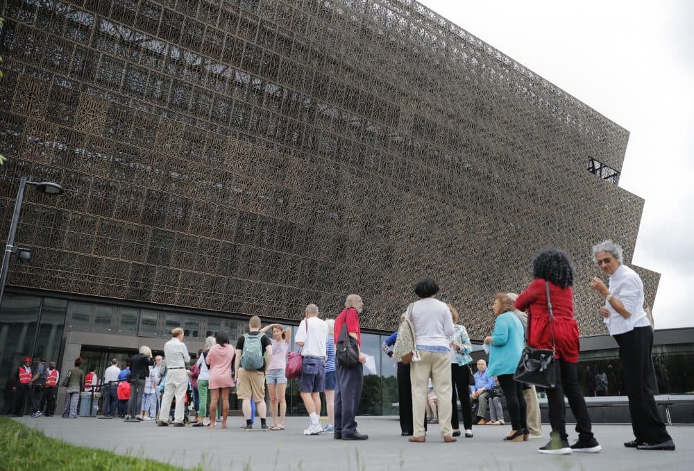 In this May 1, 2017, file photo, people wait in line to enter the Smithsonian National Museum of African American History and Cultural on the National Mall in Washington. Smithsonian Secretary David Skorton said in a statement that a noose was found on Wednesday, May 31, in the Segregation Gallery of the museum. (Pablo Martinez Monsivais/AP)