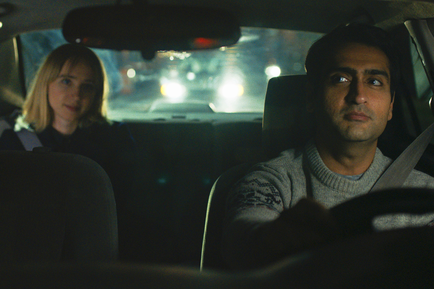 This image released by Lionsgate shows Kumail Nanjiani, right, and Zoe Kazan in a scene from, "The Big Sick." The Kumail Nanjiani-led, Judd Apatow produced film made $6.8 million in three weeks of limited release. (Lionsgate via AP)
