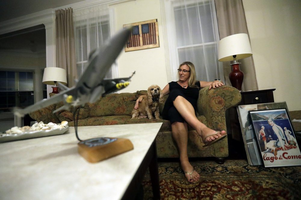 Alaina Kupec at her home on Wednesday, July 26, 2017. Kupec, a transgender woman who served as a Navy intelligence officer from 1992 until 1995, said she felt "heartbreak" after she heard about Trump's Twitter pronouncement banning transgender people from military service. (Julio Cortez/AP)