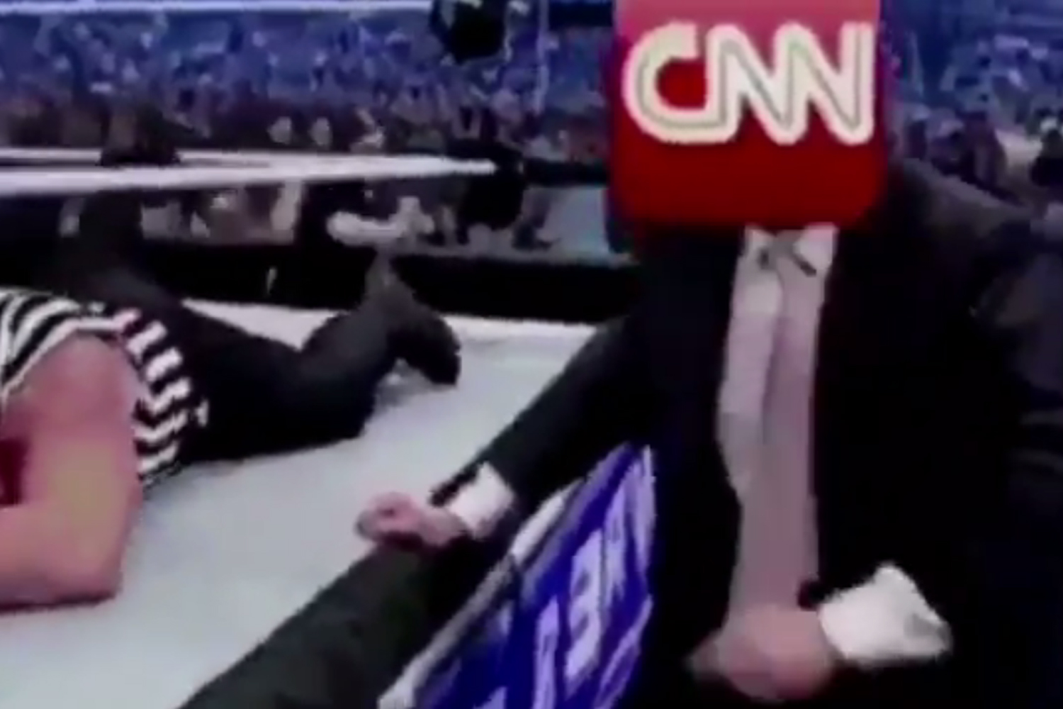A video posted by President Donald Trump on Twitter Sunday morning shows the president body-slamming a representation of CNN. (@realDonaldTrump/Twitter)