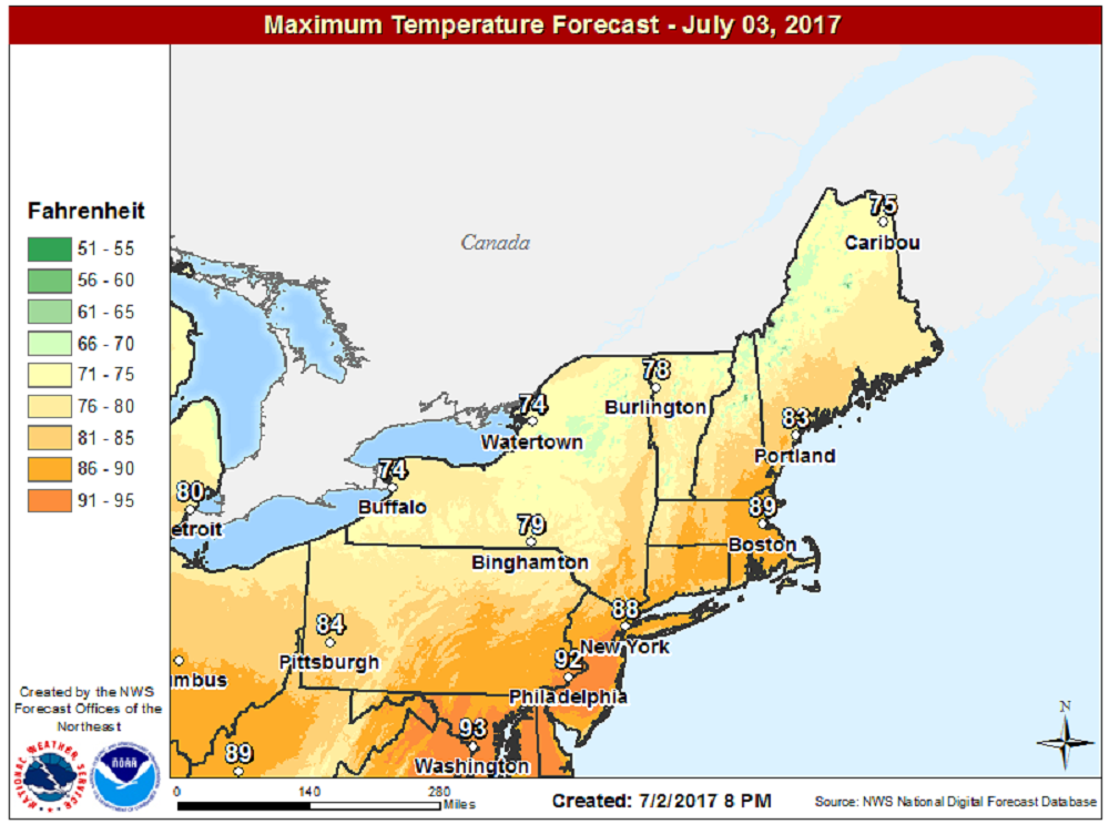 Temperatures will be very warm this afternoon. (Courtesy NOAA)