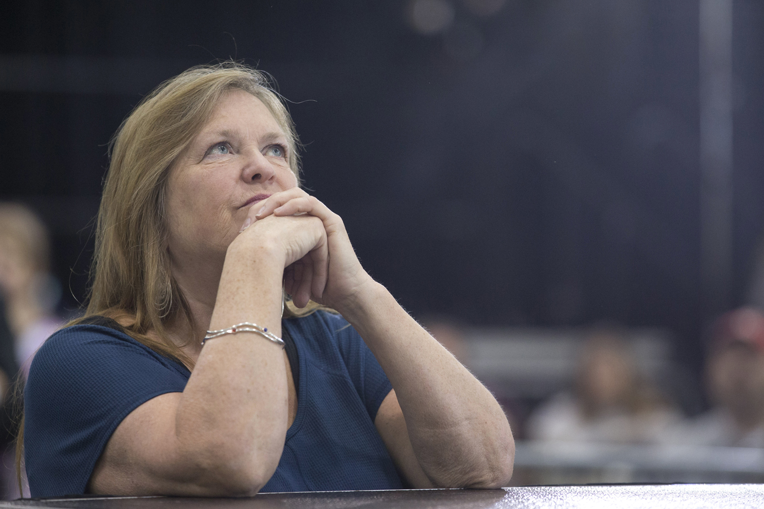 Jane Sanders, wife of Sen. Bernie Sanders, listens as he speaks during a campaign rally in Erie, Pa., Tuesday, April 19, 2016. (Mary Altaffer/AP)