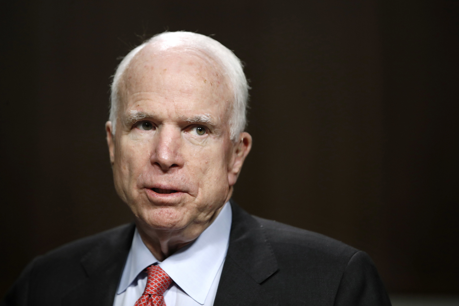 Senate Armed Services Committee Chairman Sen. John McCain, R-Ariz., is seen on Capitol Hill in Washington, Tuesday, July 11, 2017, during the committee's confirmation hearing for Navy Secretary nominee Richard Spencer. (Jacquelyn Martin/AP)