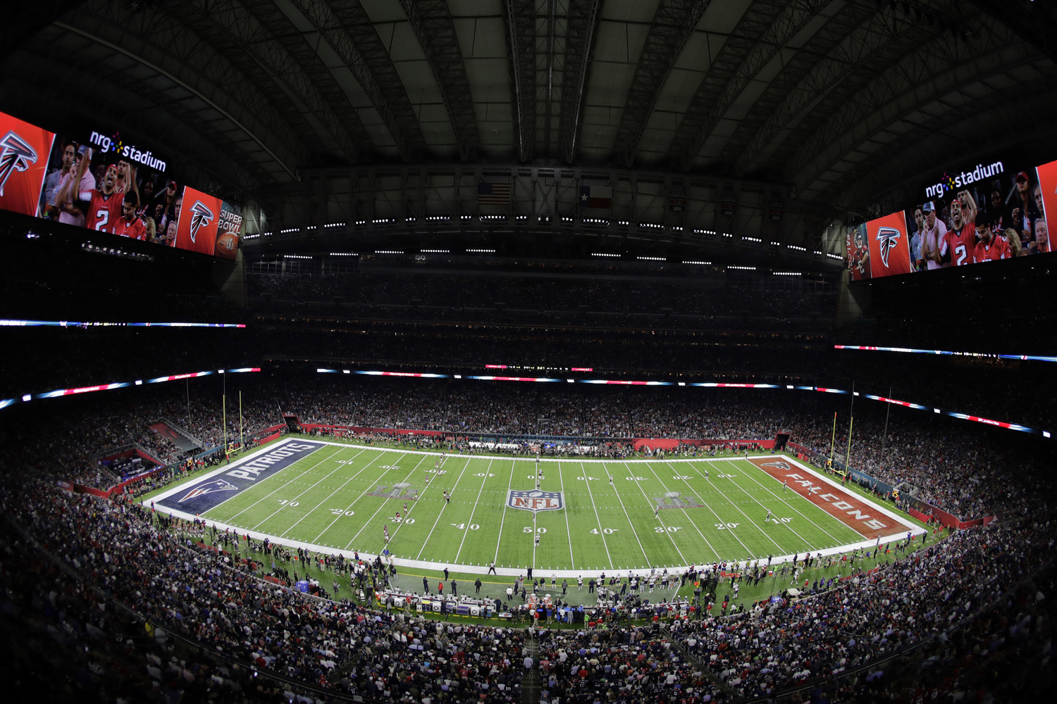 NRG Stadium is seen during the NFL Super Bowl 51 football game between the New England Patriots and the Atlanta Falcons Sunday, Feb. 5, 2017, in Houston. (Charlie Riedel/AP)