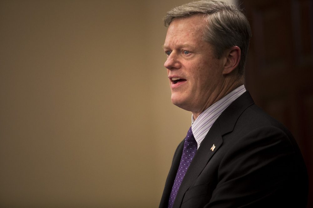 Gov. Charlie Baker is proposing new strategies for cracking down on the distribution of deadly synthetic drugs in Massachusetts. (Jesse Costa/WBUR)