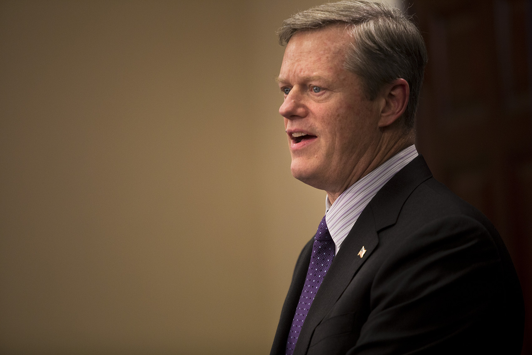 Gov. Charlie Baker is proposing new strategies for cracking down on the distribution of deadly synthetic drugs in Massachusetts. (Jesse Costa/WBUR)