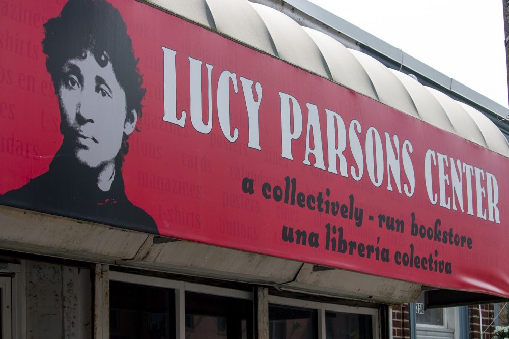 The Lucy Parsons Bookstore in Jamaica Plain. (Kathleen Dubos for WBUR)