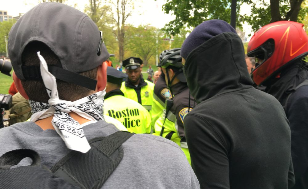 At the May rally, there was a heavy police presence. (Max Larkin/WBUR).