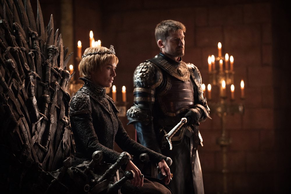 Lena Headey and Nikolaj Coster-Waldau, in an image from season seven of "Game of Thrones." (Helen Sloan/Courtesy of HBO)