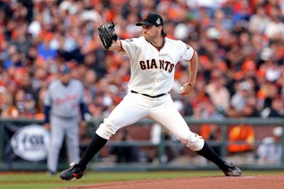 Zito pitching in the 2012 World Series. (Christian Petersen/Getty Images)