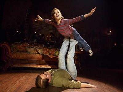 Alessandra Baldacchino as Small Alison and Robert Petkoff as Bruce in the &quot;Fun Home&quot; tour that's coming to Boston this season. (Courtesy Joan Marcus/Broadway in Boston)
