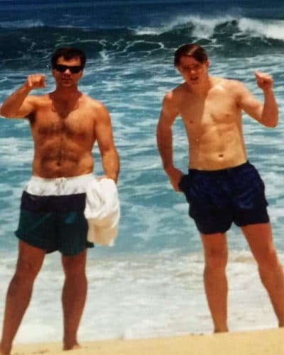 Jack Rourke poses on the beach with his son, Craig. The pair enjoyed surfing together. (Courtesy Craig Rourke)