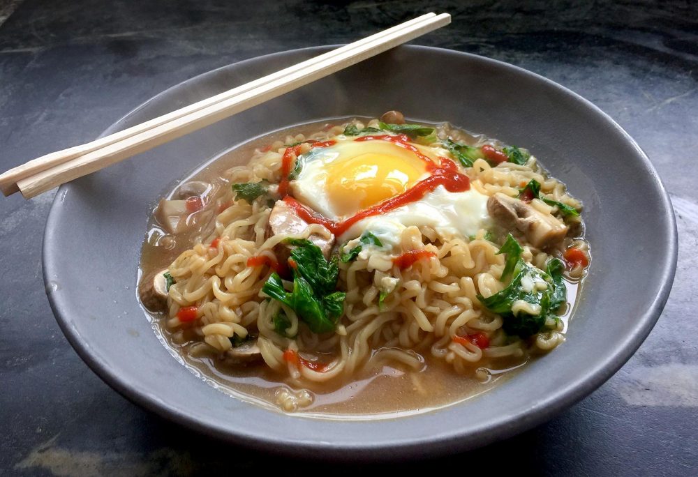 Emma Rudolph's easy upgraded ramen. (Kathy Gunst for Here &amp; Now)