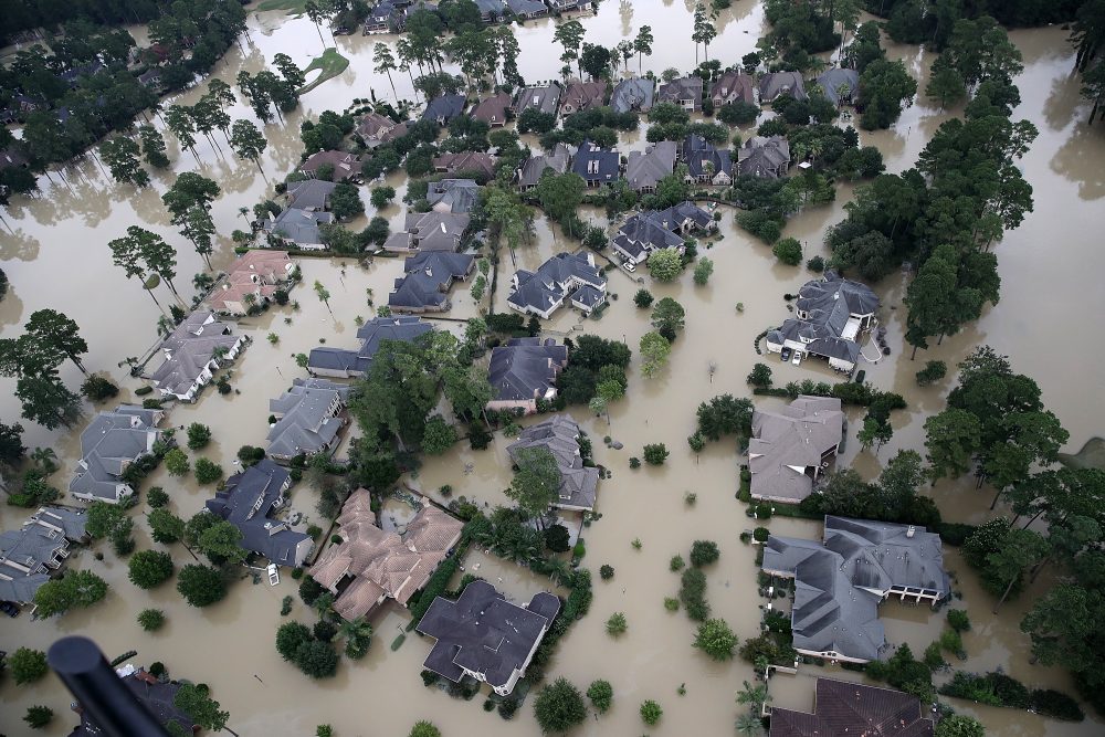 Flooded homes are shown near Lake Houston following Hurricane Harvey on Aug. 29, 2017, in Houston. (Win McNamee/Getty Images)