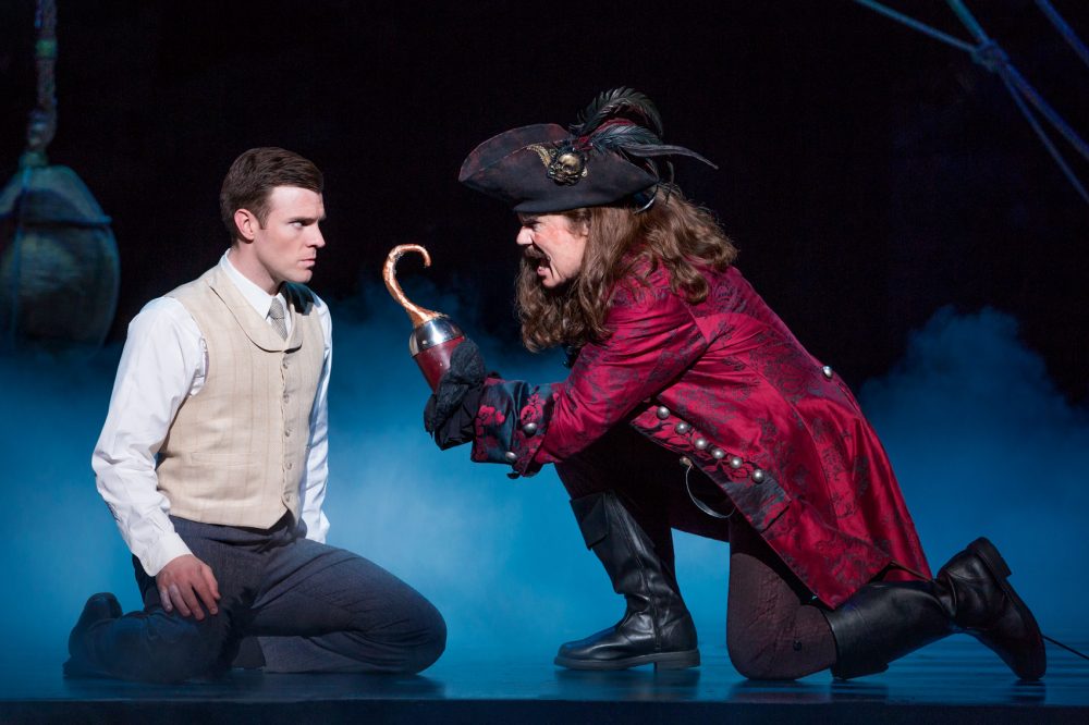 J.M. Barrie (Billy Harrigan Tighe) faces his creation Captain Hook (John Davidson) in &quot;Finding Neverland.&quot; (Courtesy Jeremy Daniel)