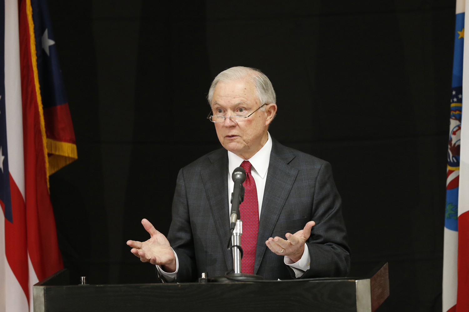 Attorney General Jeff Sessions speaks at the Columbus Police Academy Wednesday, Aug. 2, 2017, in Columbus, Ohio. Jay LaPrete/AP)