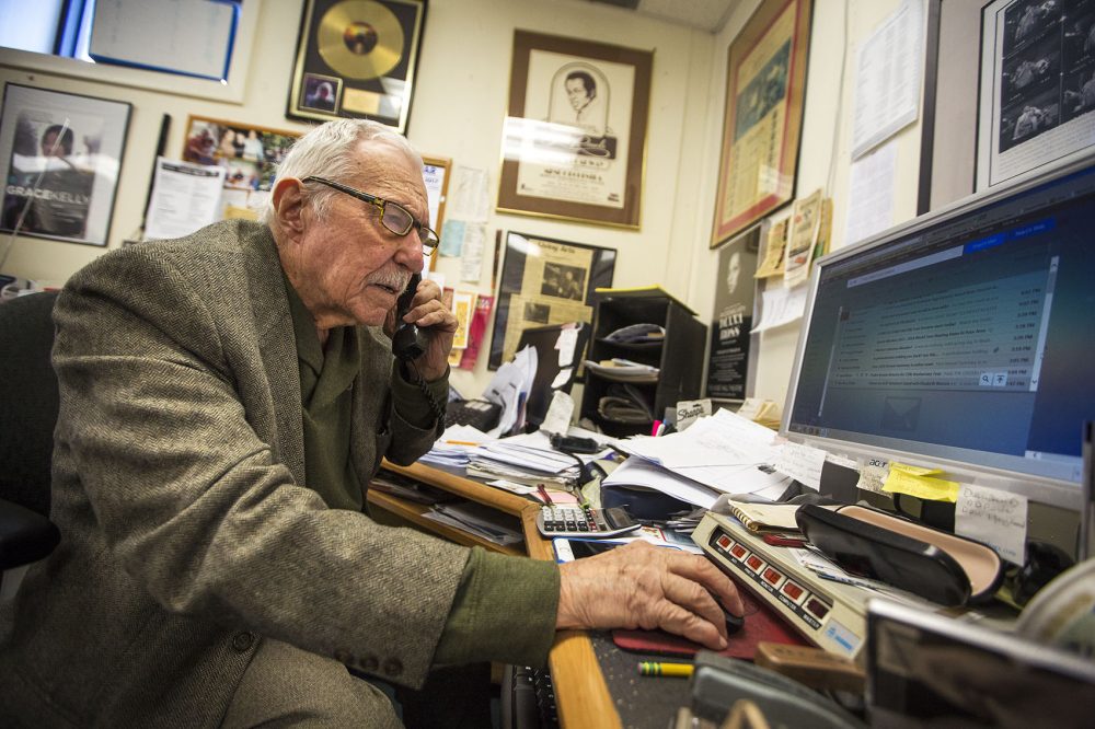 Fred Taylor in his office in Allston earlier this year. (Jesse Costa/WBUR)