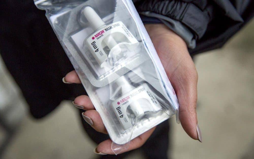A Narcan kit available from the outreach team. (Robin Lubbock/WBUR)