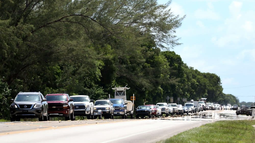A steady stream of traffic heads north on Overseas Highway as mandatory evacuations continue in Monroe County and the Florida Keys on Sept. 6, 2017. (Marc Serota/Getty Images)