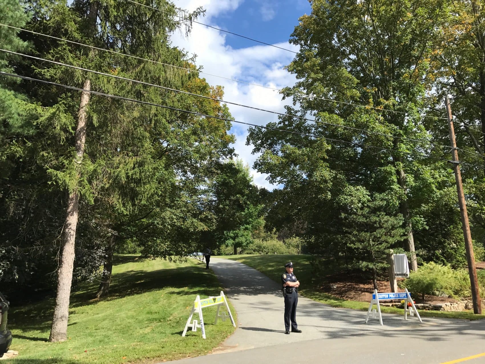 The crime scene in Groton on Saturday. (Kassandra Sundt/WBUR)