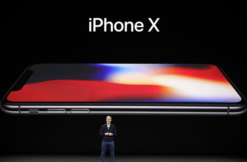 Apple CEO Tim Cook announces the new iPhone X at the Steve Jobs Theater on the new Apple campus on Tuesday in Cupertino, Calif. (Marco Jose Sanchez/AP)