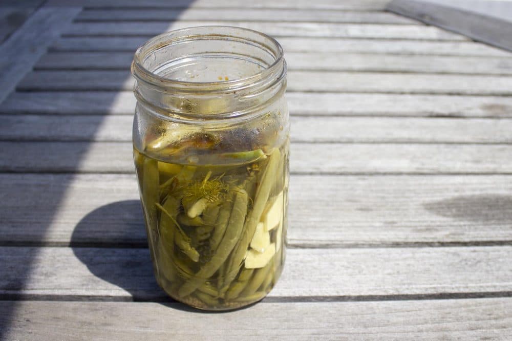 Kathy's chile-sesame pickled green beans. (Jackson Mitchell/Here &amp; Now)