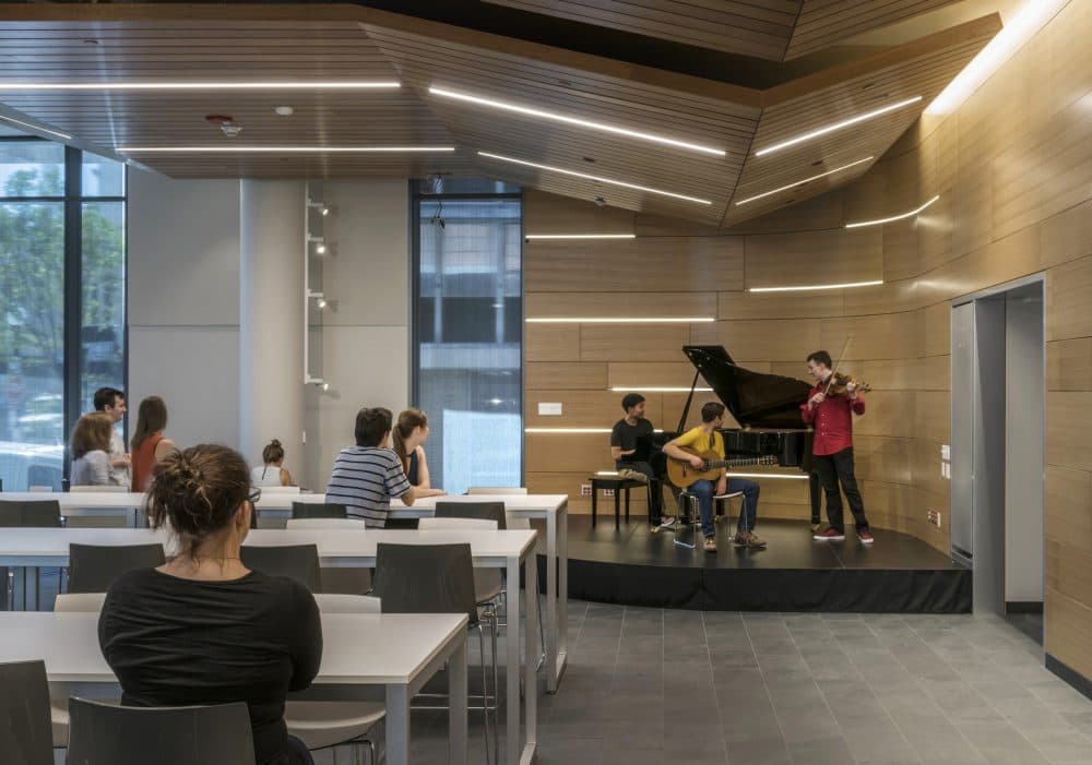 Students perform inside the new center. (Courtesy Peter Vanderwarker)