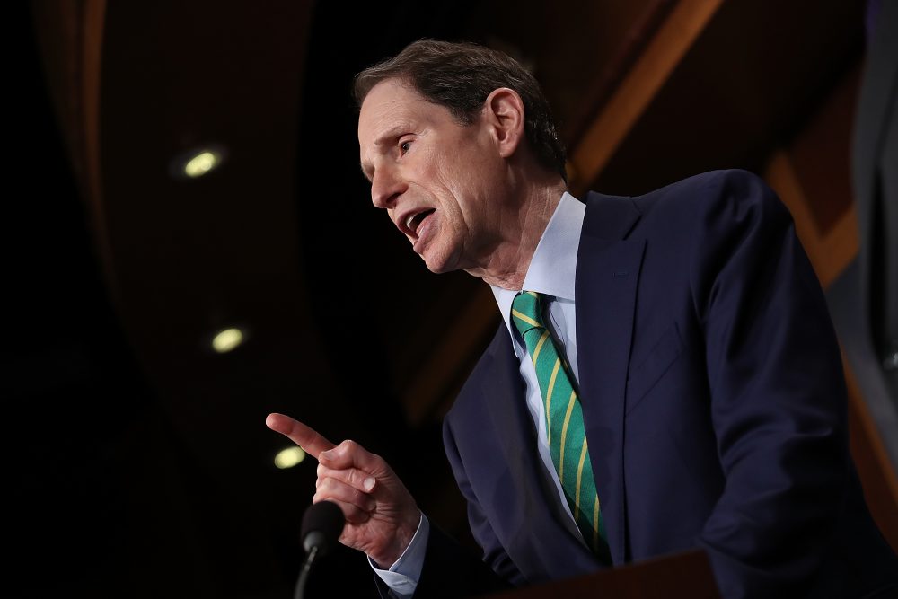 Sen. Ron Wyden (D-Ore.) answers questions on the recently released Republican tax overhaul plan on Sept. 27, 2017, in Washington, D.C. (Win McNamee/Getty Images)