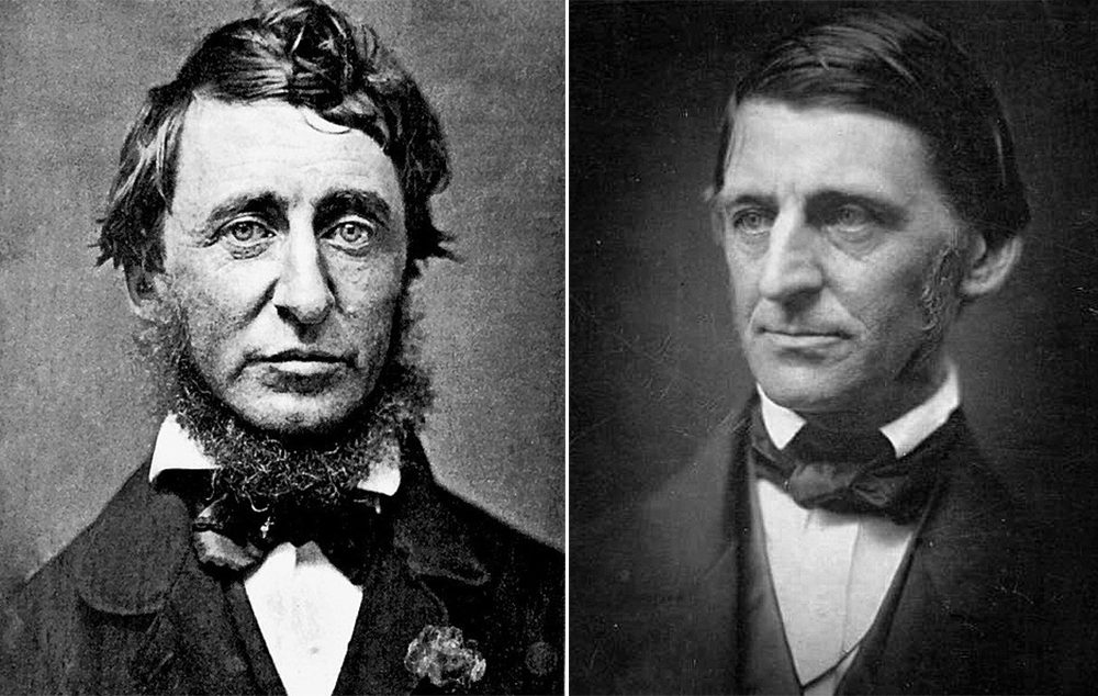 Henry David Thoreau, in a daguerreotype by Benjamin D. Maxham in June 1856, and Ralph Waldo Emerson, in a albumen print by Southworth &amp; Hawes around 1857. (Courtesy Wikimedia Commons and the George Eastman House Collection)