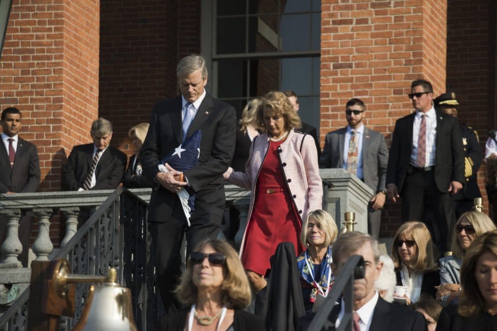 Gov. Charlie Baker and First Lady Lauren Baker participate in various ceremonies of commemoration of the 9/11 terrorist attacks. (Courtesy Kristina McComb for the Office of the Governor)