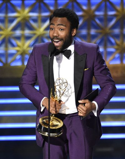 Donald Glover accepts the award for outstanding lead actor in a comedy series for "Atlanta." (Chris Pizzello/Invision/AP)