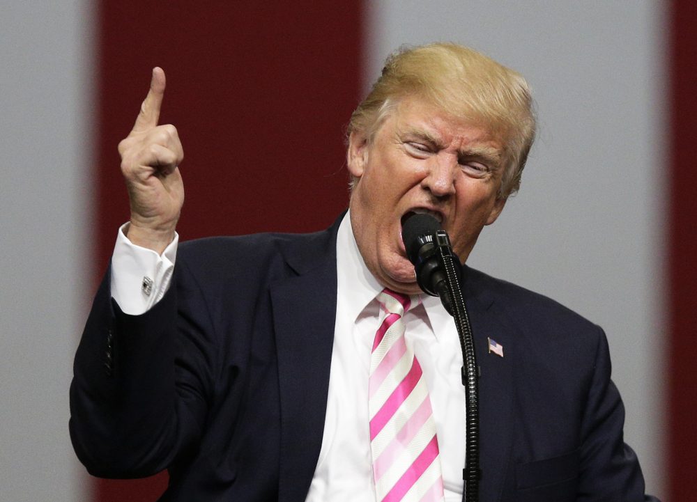 In this Sept. 22, 2017 photo, President Donald Trump speaks at a campaign rally in support of Sen. Luther Strange, in Huntsville, Ala. (Brynn Anderson/AP)