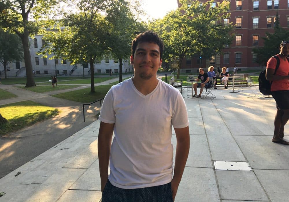 Bruno Villegas, a junior at Harvard College, was born in Peru and came to the United States when he was six. (Max Larkin/WBUR)