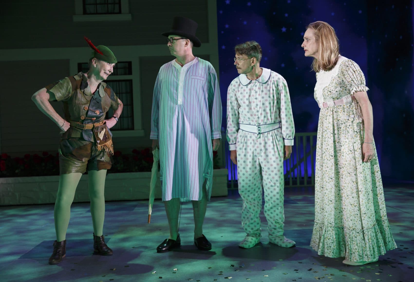 From left to right, Kathleen Chalfant, Daniel Jenkins, Keith Reddin and Lisa Emery in "For Peter Pan on her 70th Birthday." (Joan Marcus)
